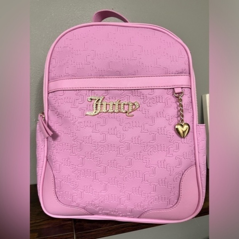 Juicy Couture Heartless Backpack Fondant Pink Faux Leather Y2K NWT